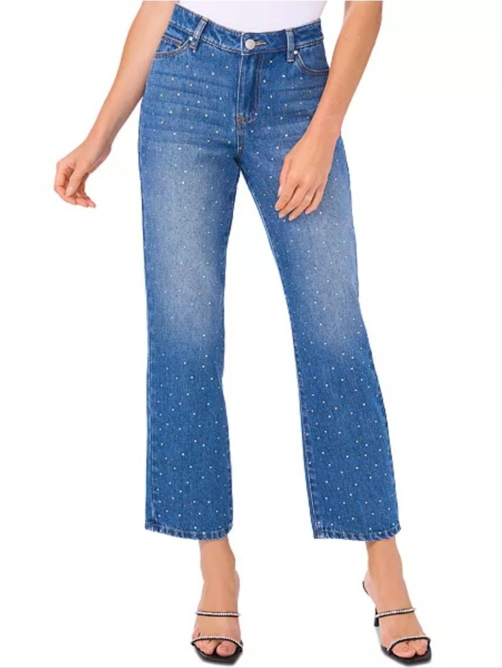 NWT CeCe Embellished Wide-Legged Jean